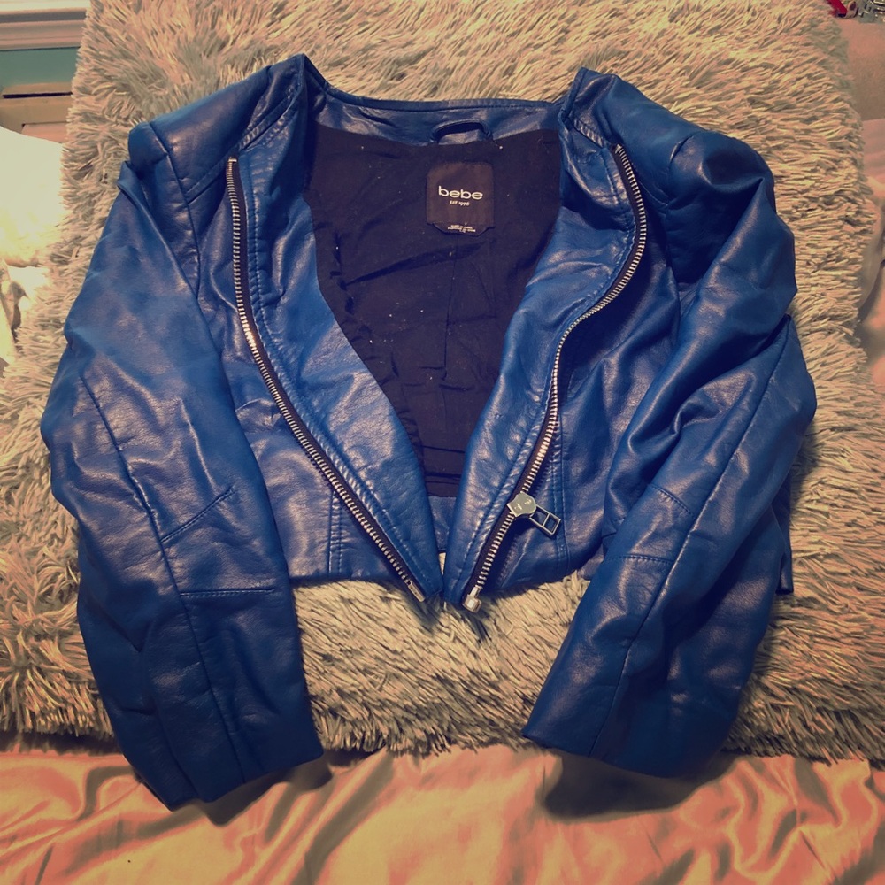 Crop faux leather jacket
